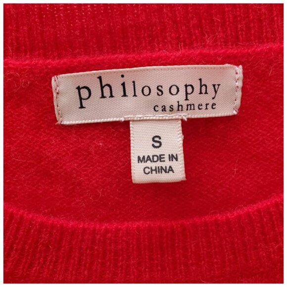 Philosophy Red Cashmere Sweater Leopard Heart Crewneck Pullover Size S Coquette - Picture 7 of 9